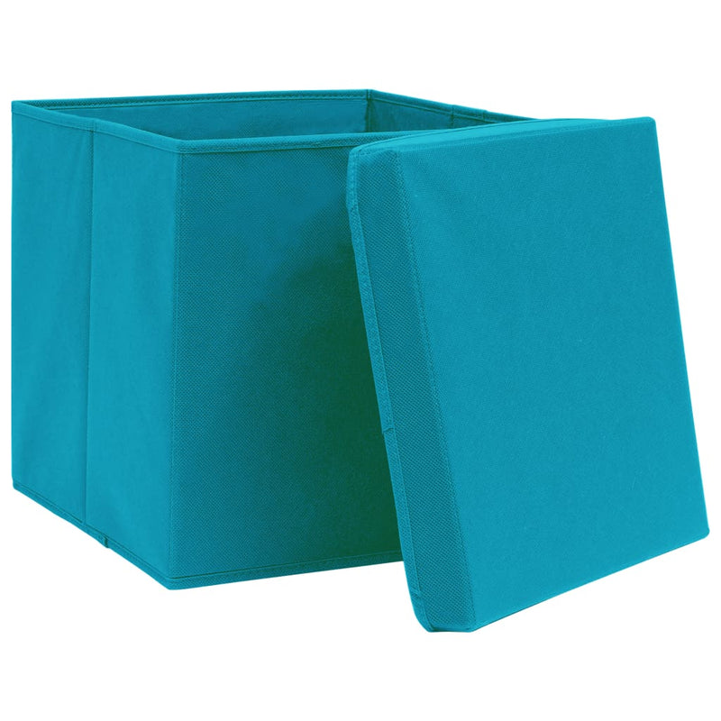 vidaXL 4 db babakék szövet tárolódoboz fedéllel 32 x 32 x 32 cm