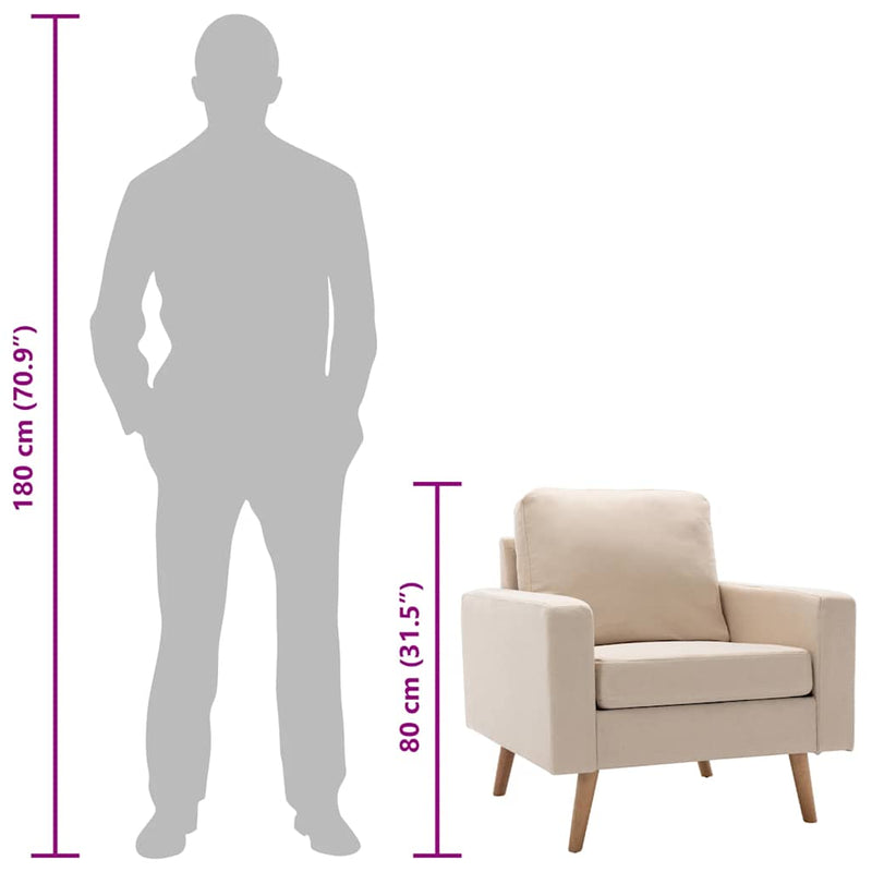 vidaXL krémszínű szövet karosszék