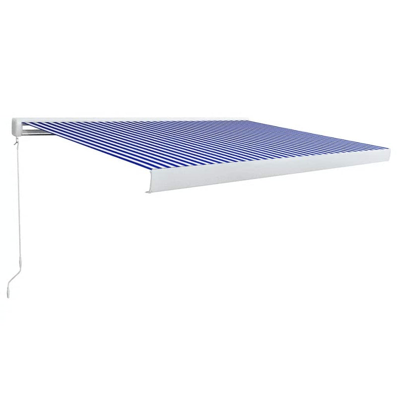 vidaXL kék és fehér manuális, kazettás napellenző 400 x 300 cm