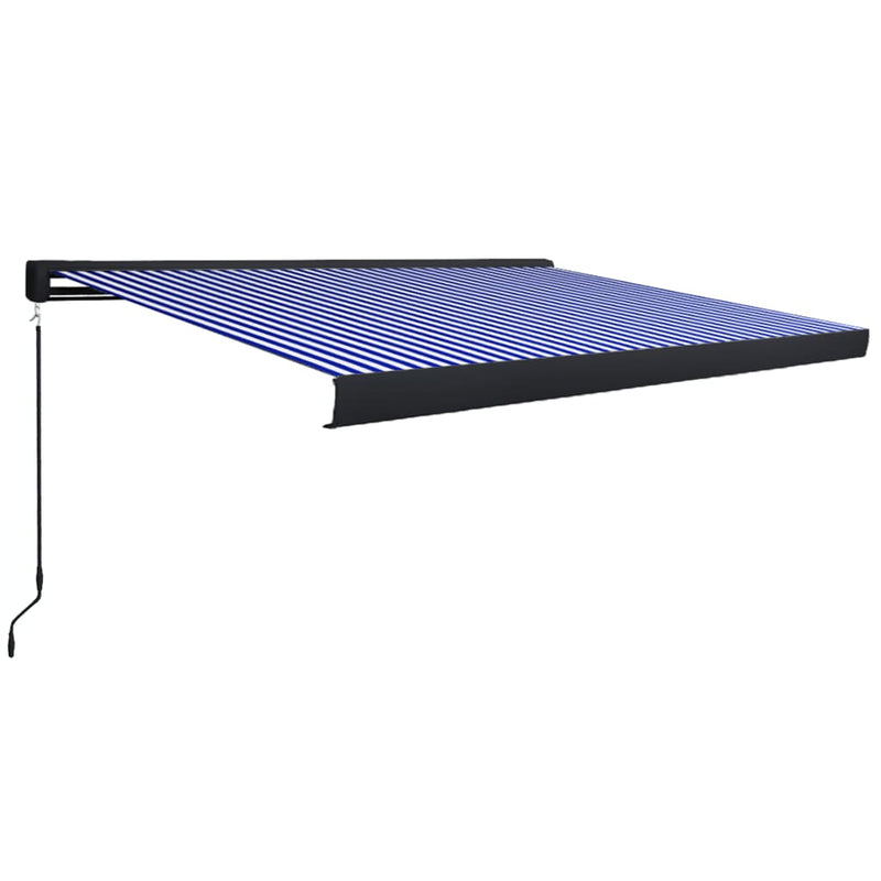 vidaXL kék és fehér manuális kazettás napellenző 450 x 300 cm
