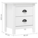 vidaXL Hill 2 db fehér tömör fenyőfa éjjeliszekrény 46 x 35 x 49,5 cm