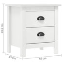 vidaXL Hill 2 db fehér tömör fenyőfa éjjeliszekrény 46 x 35 x 49,5 cm