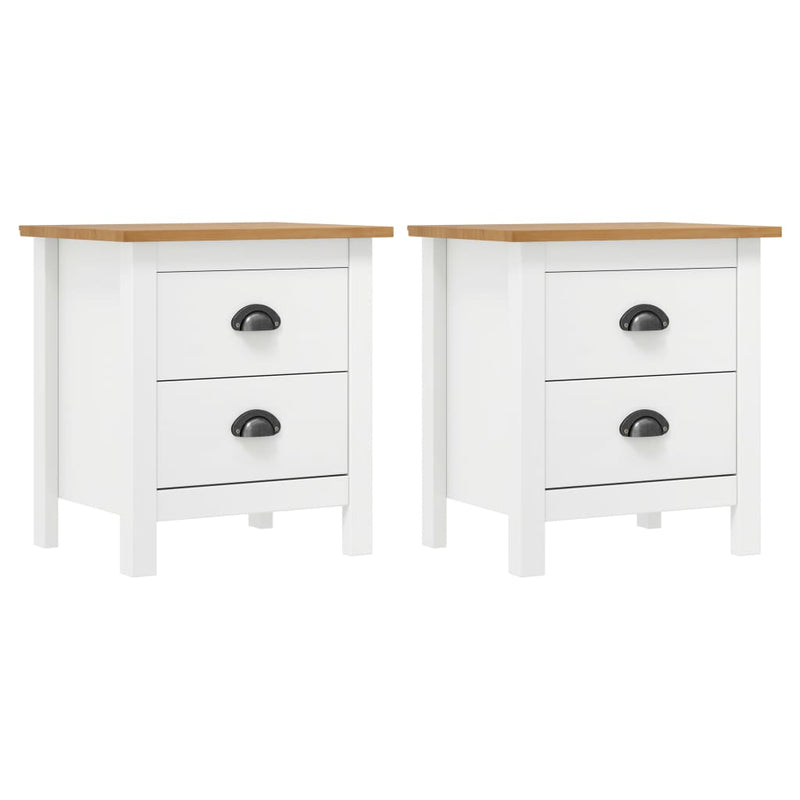 vidaXL Hill 2 db fehér tömör fenyőfa éjjeliszekrény 46 x 35 x 49,5 cm