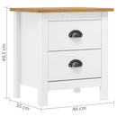 vidaXL Hill 2 db fehér tömör fenyőfa éjjeliszekrény 46 x 35 x 49,5 cm