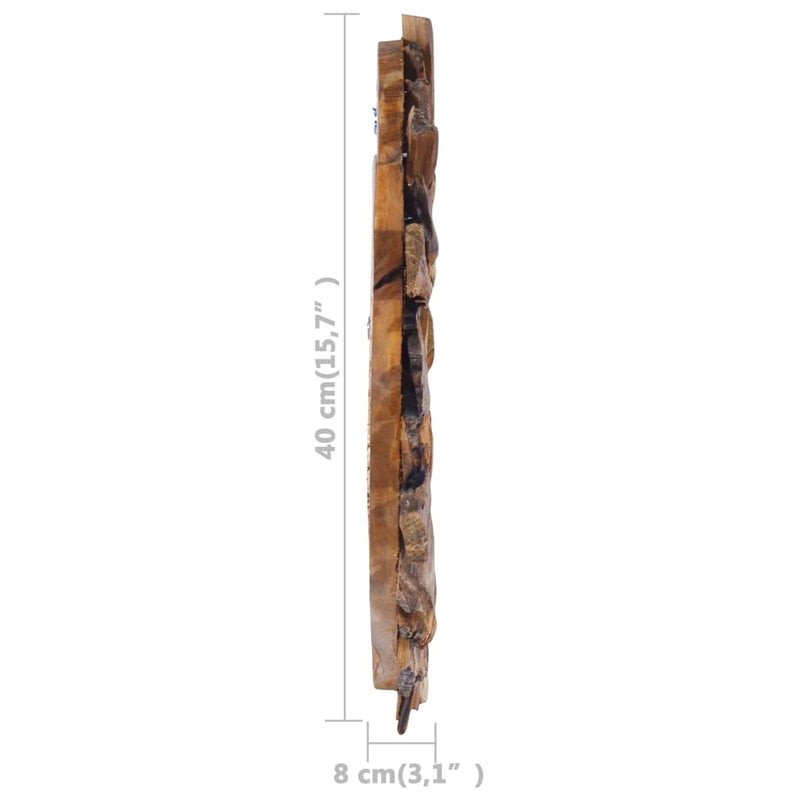 vidaXL kör alakú tíkfa falitükör 40 cm