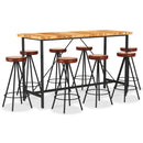 vidaXL 9 részes tömör akácfa, valódi bőr és vászon bárszett