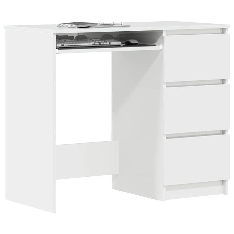 vidaXL fehér magasfényű szerelt fa íróasztal 90 x 45 x 76 cm
