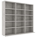 vidaXL betonszürke forgácslap CD-tartó szekrény 100 x 23 x 89,5 cm