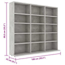 vidaXL betonszürke forgácslap CD-tartó szekrény 100 x 23 x 89,5 cm