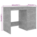 vidaXL betonszürke szerelt fa íróasztal 100 x 50 x 76 cm