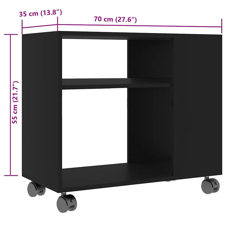 vidaXL fekete szerelt fa kisasztal 70 x 35 x 55 cm