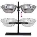 vidaXL Etető Állvány és Tál Kutyatáppal Ezüst és Fekete 50 x 29 cm