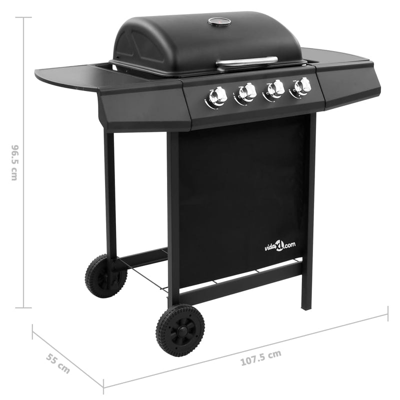vidaXL fekete gáz grillsütő 4 égővel