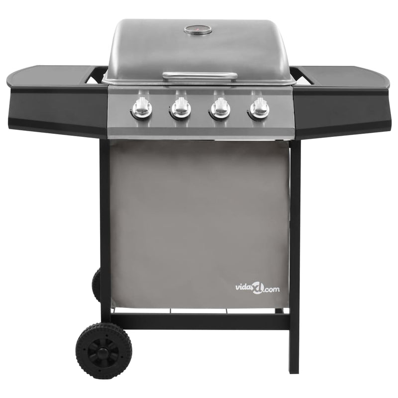 vidaXL fekete és ezüst gáz grillsütő 4 égővel