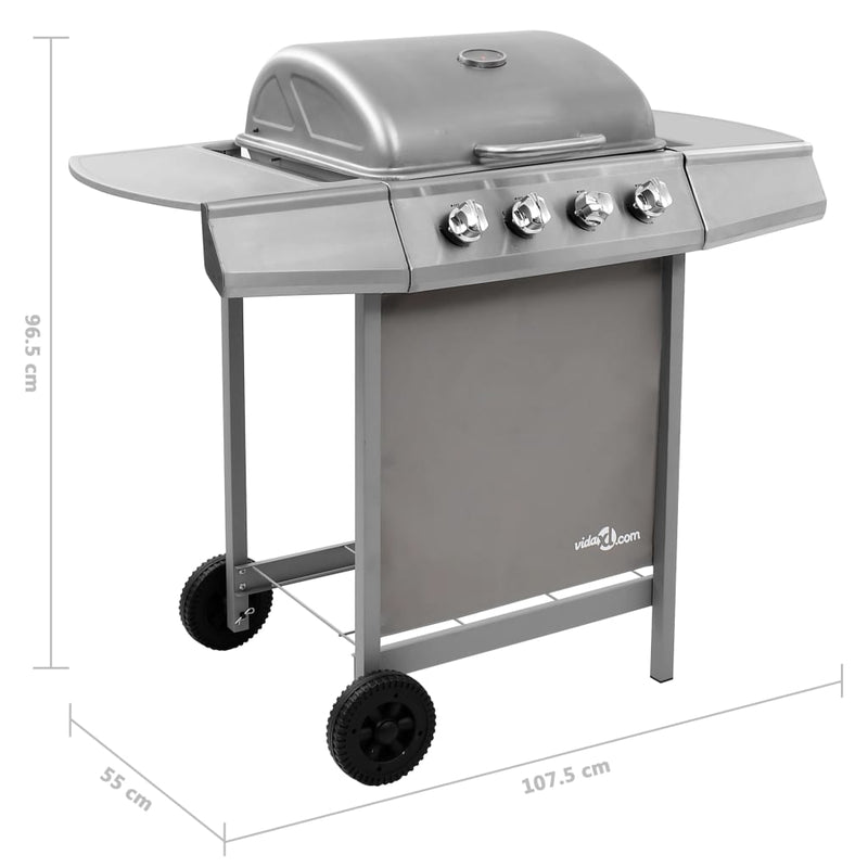 vidaXL ezüst gáz grillsütő 4 égővel