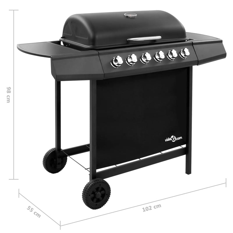 vidaXL fekete gáz grillsütő 6 égővel