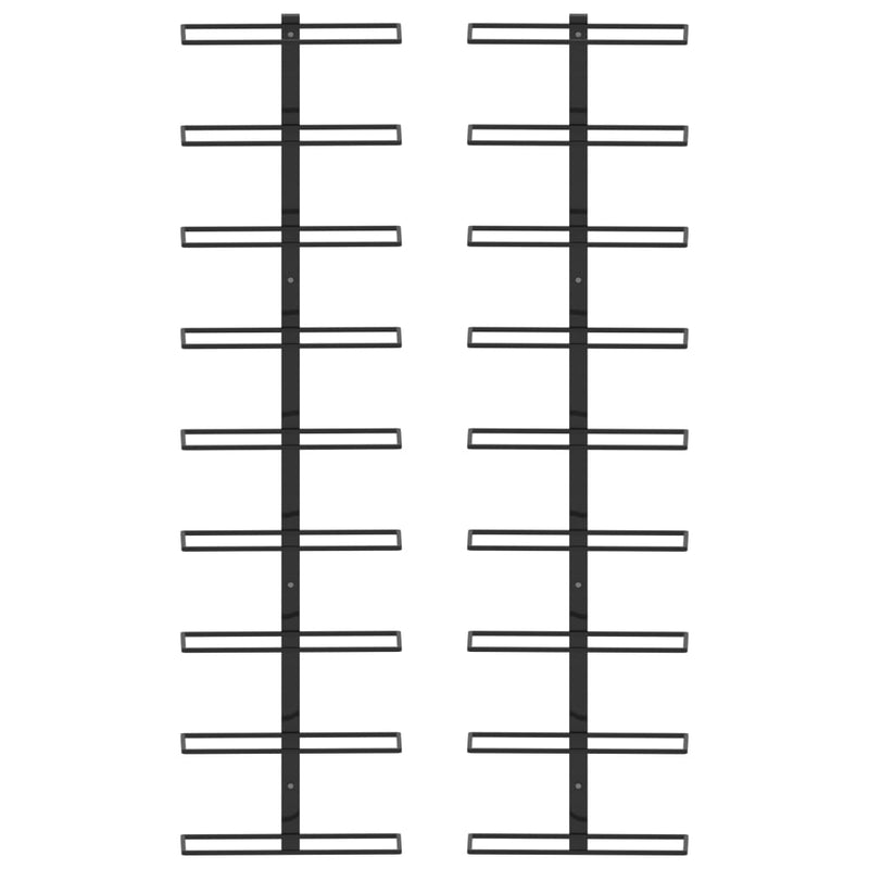 vidaXL 2 db fekete vas falra szerelhető bortartó állvány 18 palacknak