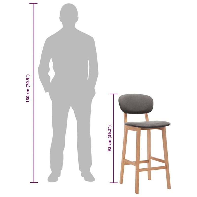 vidaXL 2 db világosszürke szövet bárszék