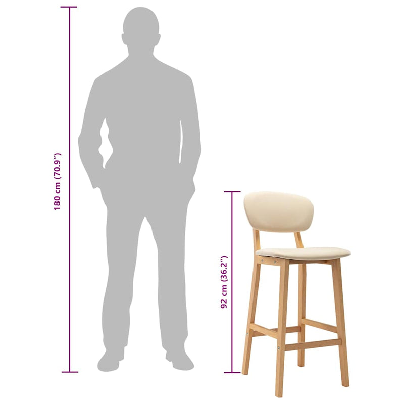 vidaXL 2 db krémszínű szövet bárszék