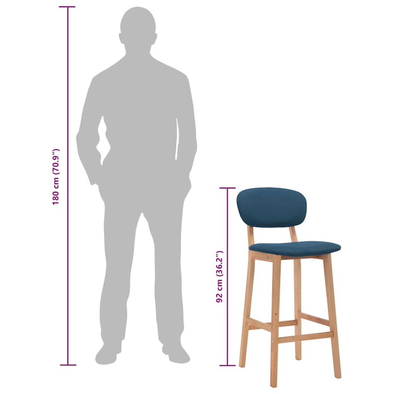 vidaXL 2 db kék szövet bárszék