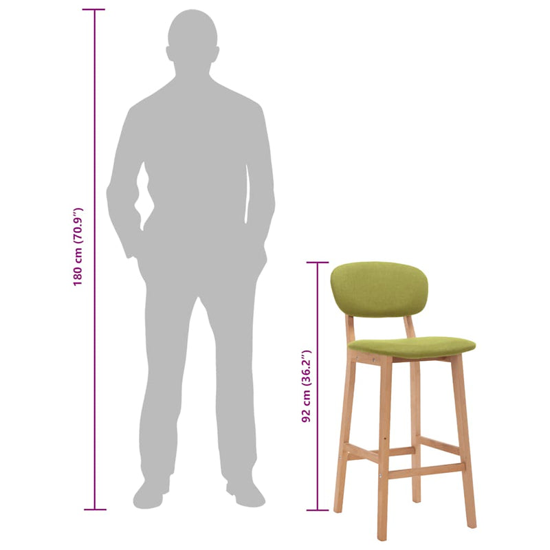 vidaXL 2 db zöld szövet bárszék