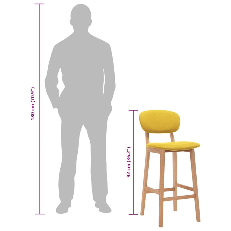 vidaXL 2 db mustársárga szövet bárszék