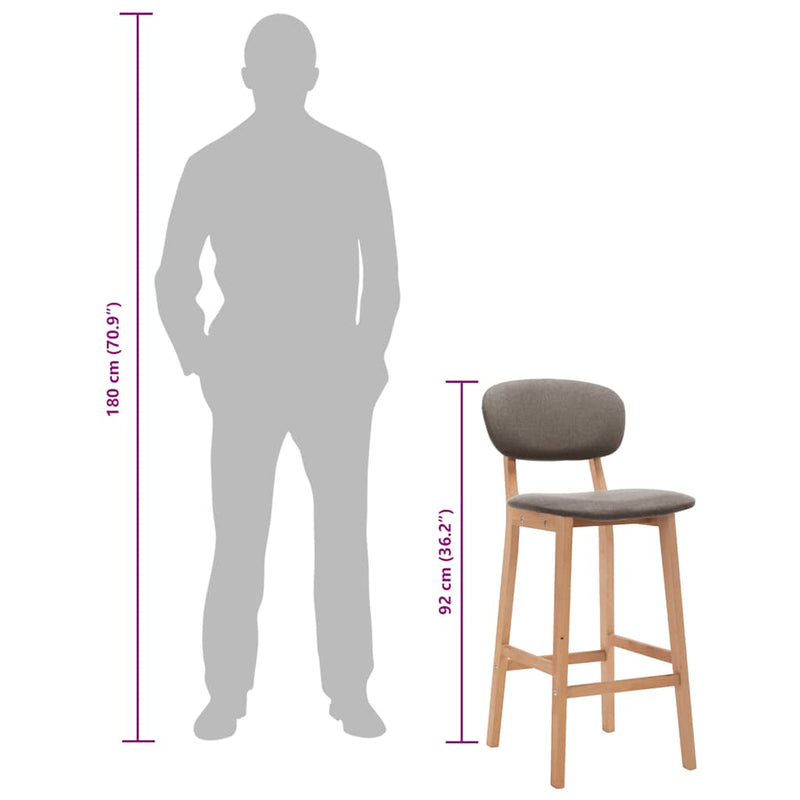 vidaXL 2 db tópszínű szövet bárszék