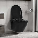 vidaXL fekete falra szerelhető kerámia WC rejtett öblítőtartállyal