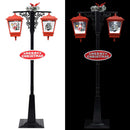 vidaXL fekete/piros PVC karácsonyi utcai lámpa Mikulással 81x40x188 cm