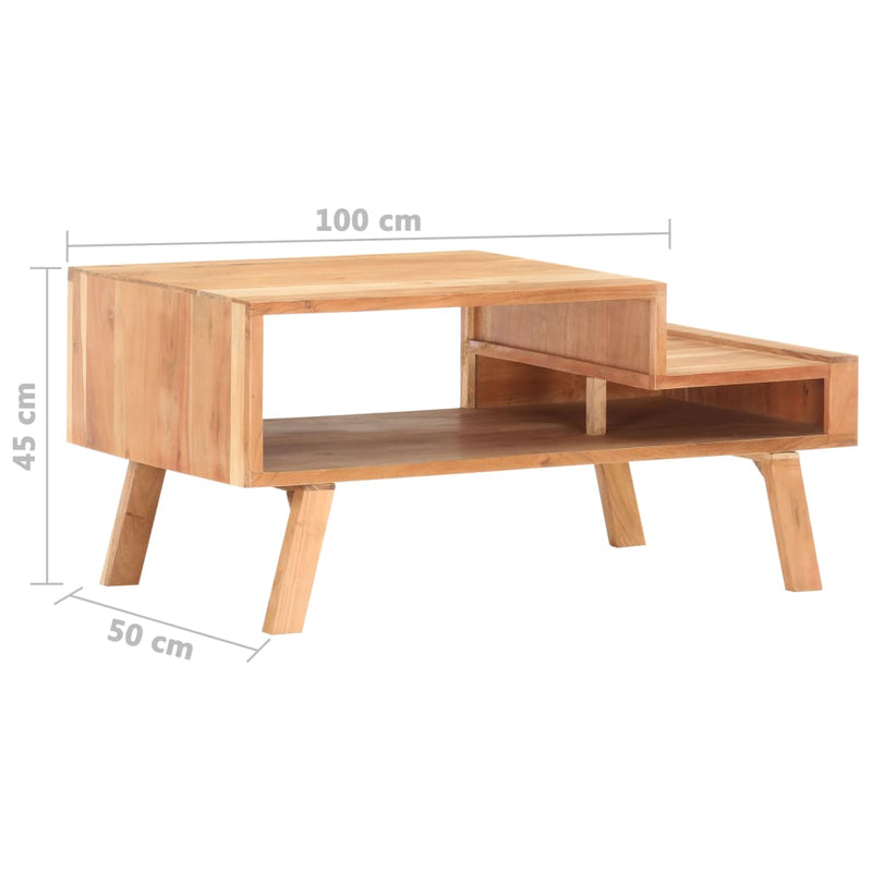 vidaXL tömör akácfa dohányzóasztal 100 x 50 x 45 cm