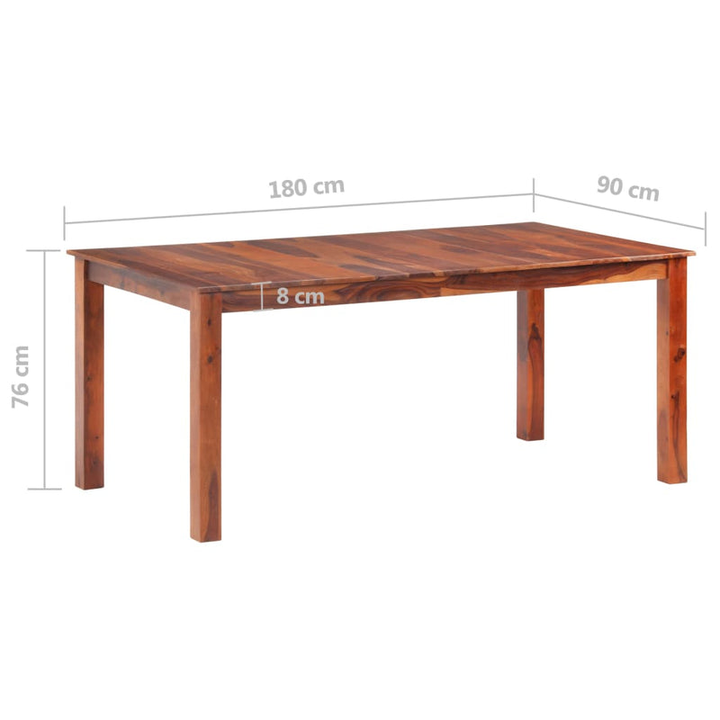 vidaXL tömör rózsafa étkezőasztal 180 x 90 x 76 cm