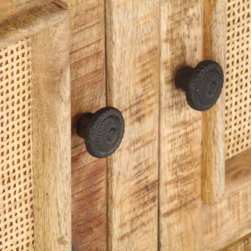 vidaXL tömör mangófa és természetes nád dohányzóasztal 90 x 50 x 35 cm