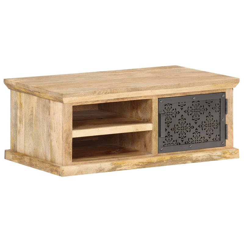 vidaXL tömör mangófa dohányzóasztal ajtóval 90 x 50 x 35 cm