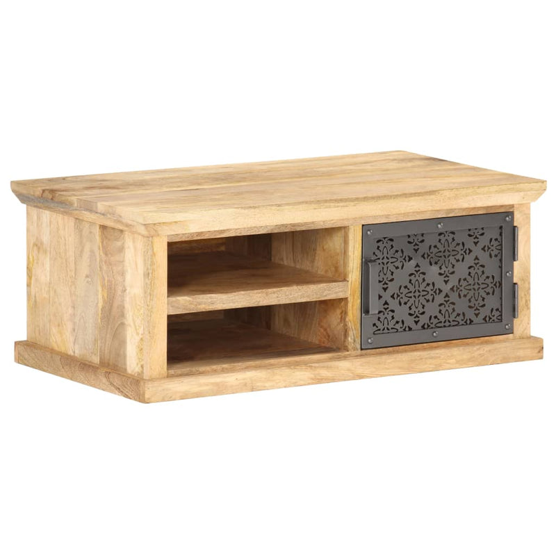 vidaXL tömör mangófa dohányzóasztal ajtóval 90 x 50 x 35 cm