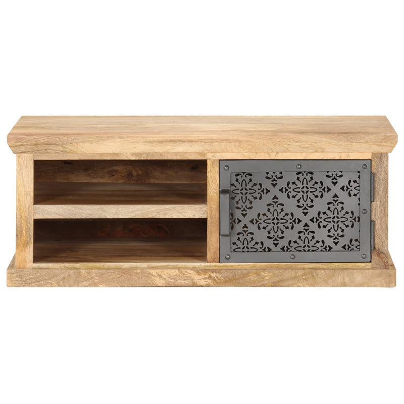 vidaXL tömör mangófa dohányzóasztal ajtóval 90 x 50 x 35 cm