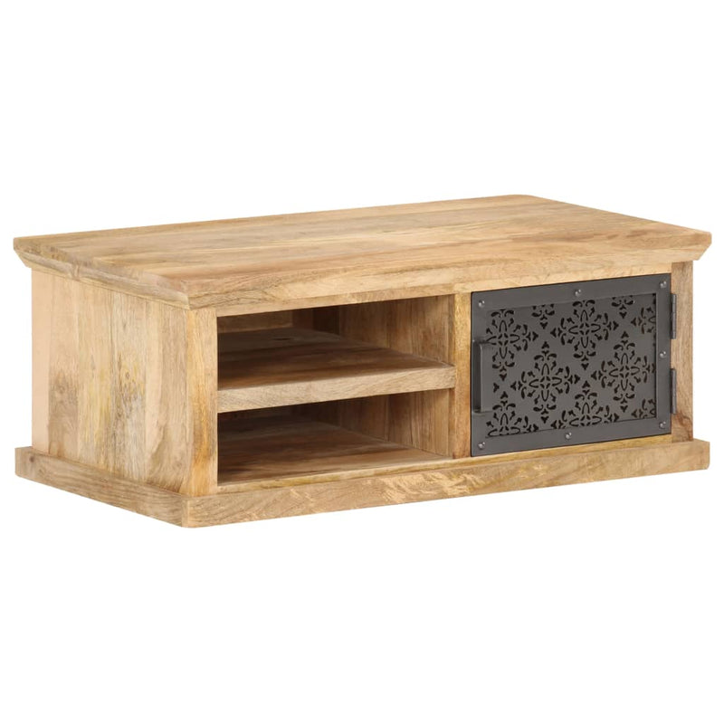 vidaXL tömör mangófa dohányzóasztal ajtóval 90 x 50 x 35 cm