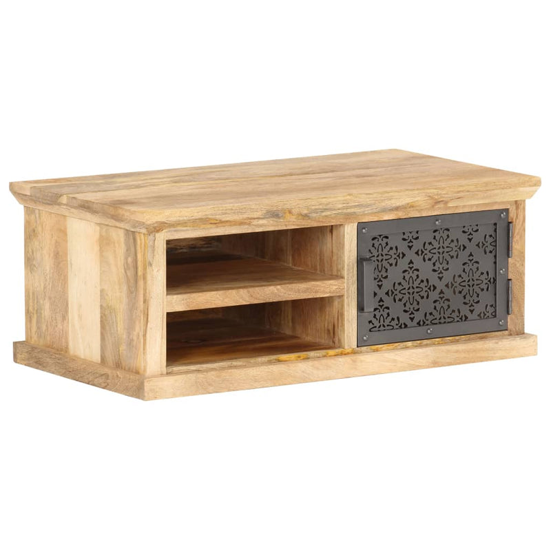 vidaXL tömör mangófa dohányzóasztal ajtóval 90 x 50 x 35 cm