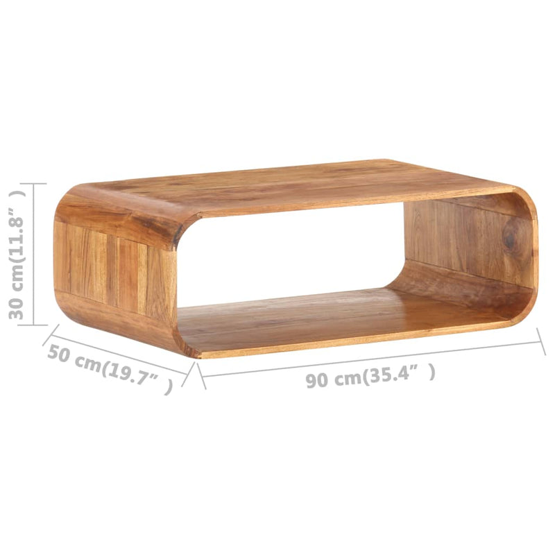vidaXL tömör akácfa dohányzóasztal 90 x 50 x 30 cm