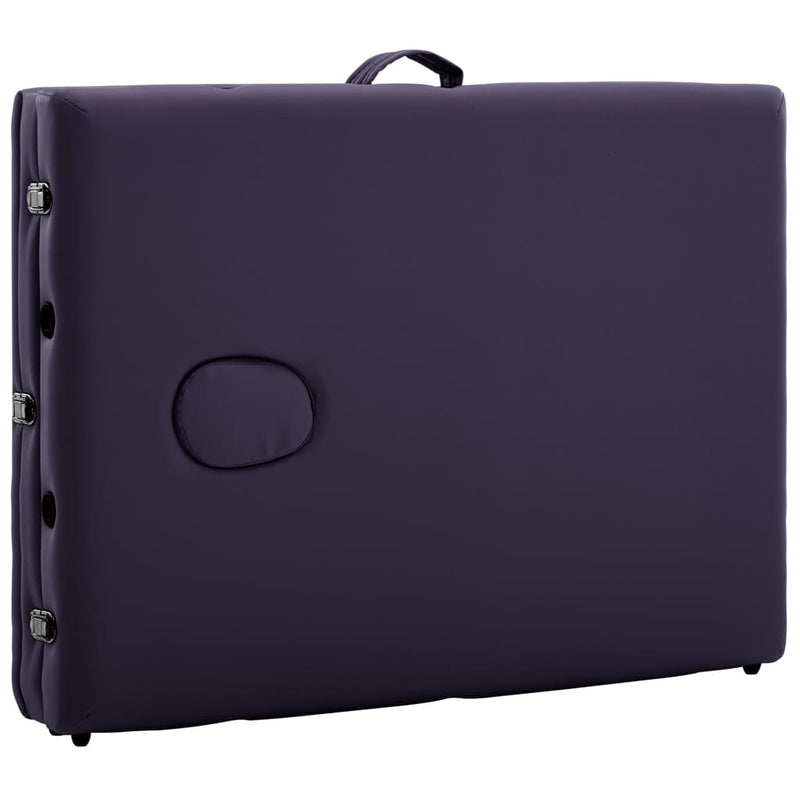 vidaXL háromzónás lila összecsukható fa masszázsasztal