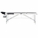 vidaXL 3 zónás fekete és fehér összecsukható alumínium masszázsasztal