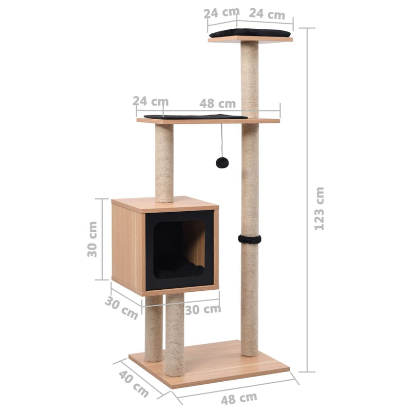 vidaXL macskabútor szizál kaparófákkal 123 cm
