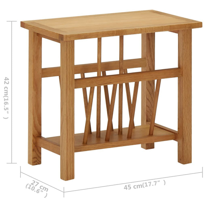 vidaXL tömör tölgyfa magazinasztal 45 x 27 x 42 cm