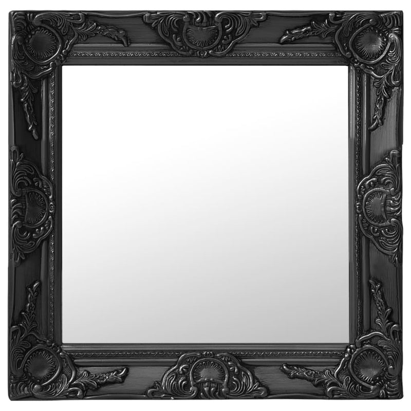 vidaXL fekete barokk stílusú fali tükör 50 x 50 cm