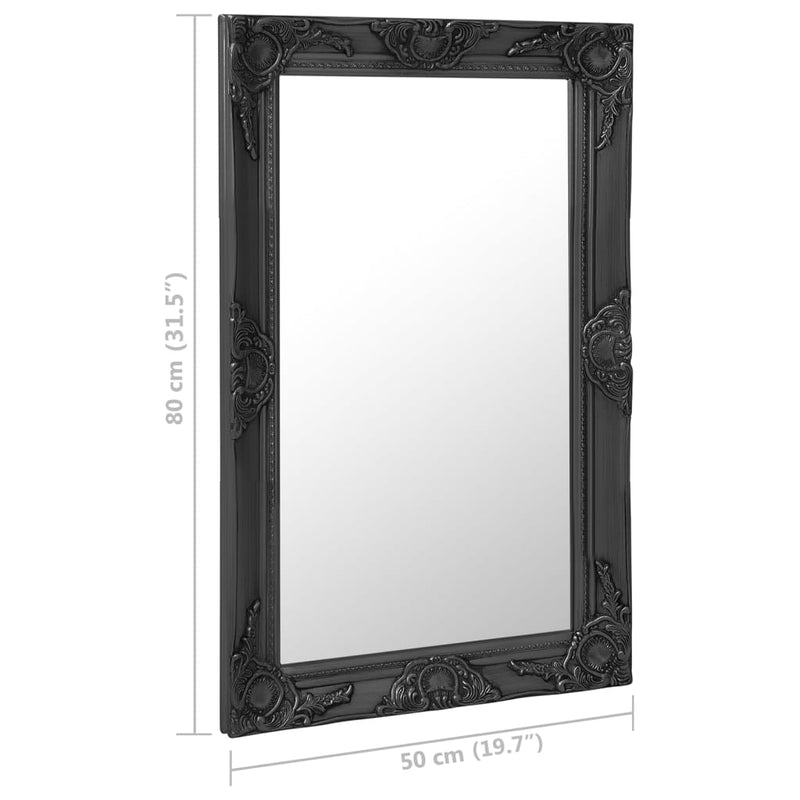 vidaXL fekete barokk stílusú fali tükör 50 x 80 cm