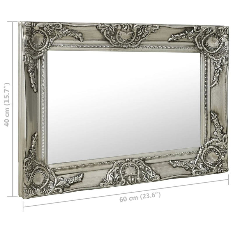 vidaXL ezüstszínű barokk stílusú fali tükör 60 x 40 cm