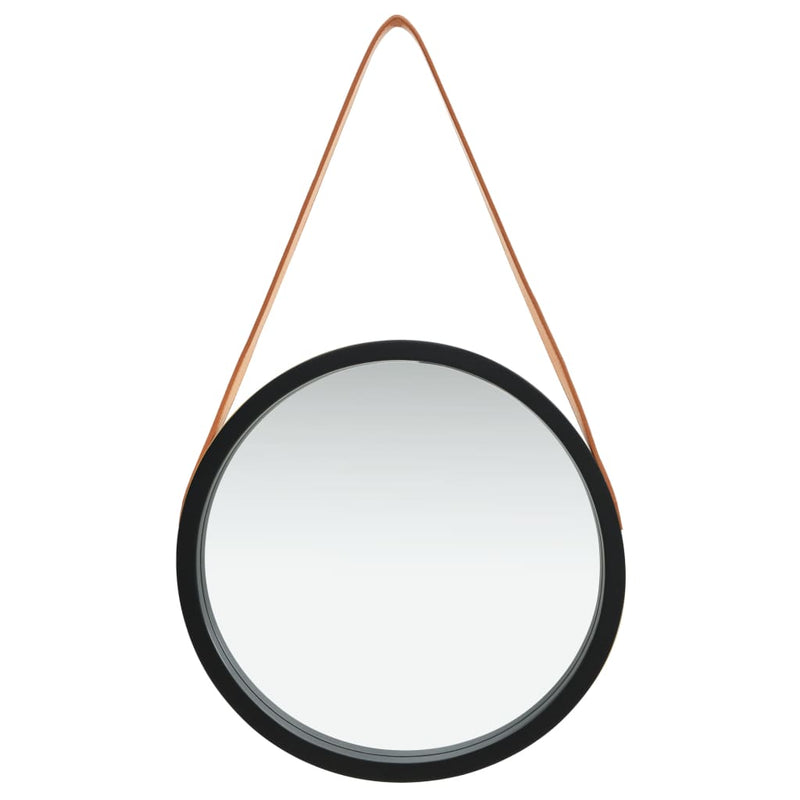 vidaXL fekete fali tükör pánttal 40 cm