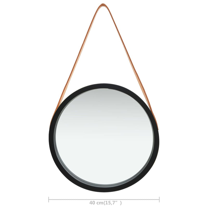 vidaXL fekete fali tükör pánttal 40 cm