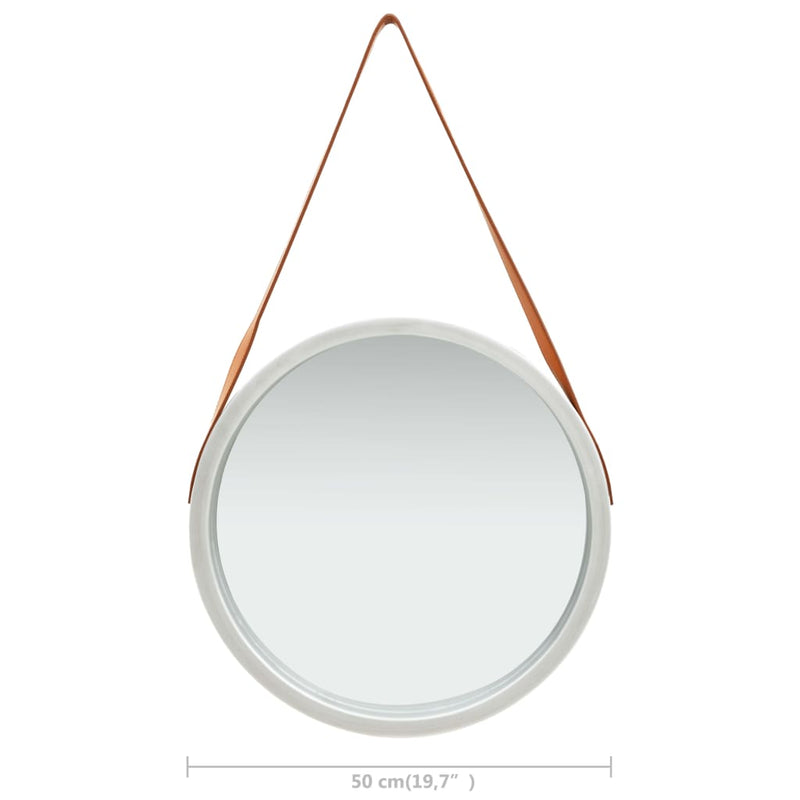 vidaXL ezüstszínű fali tükör pánttal 50 cm