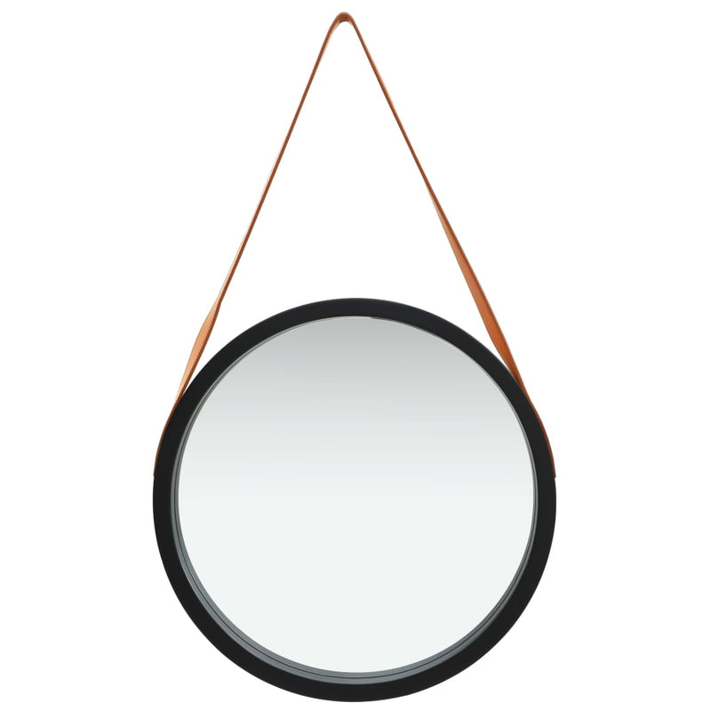 vidaXL fekete fali tükör pánttal 50 cm