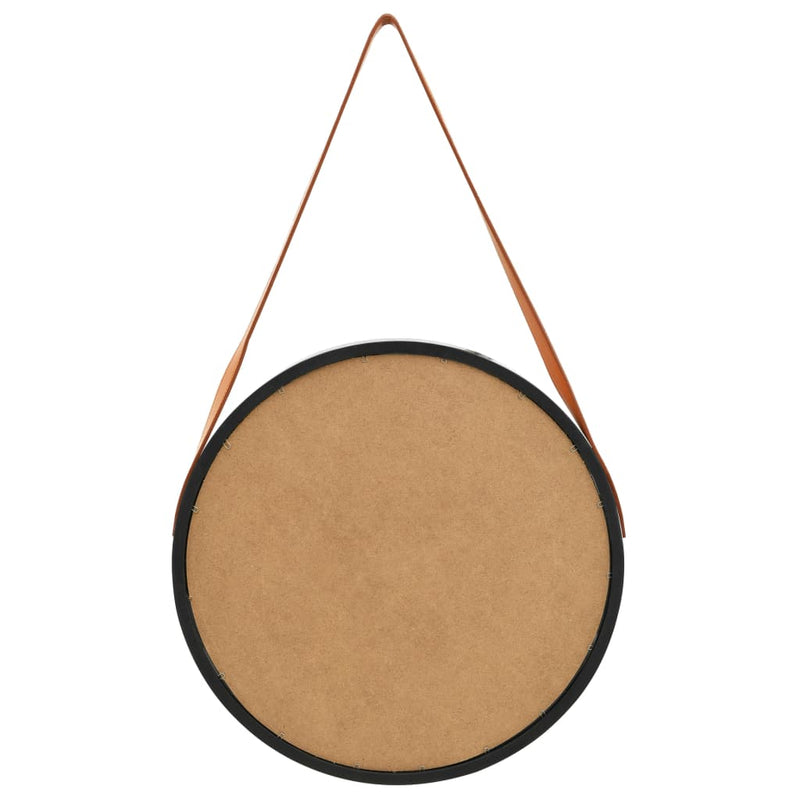 vidaXL fekete fali tükör pánttal 50 cm